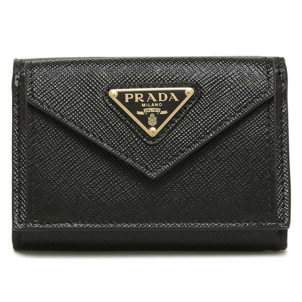 プラダ 財布 PRADA 1MH021 QHH F0002 SAFFIANO TRIANGOLO レディース 三折り財布 無地 NERO 黒 詳細画像