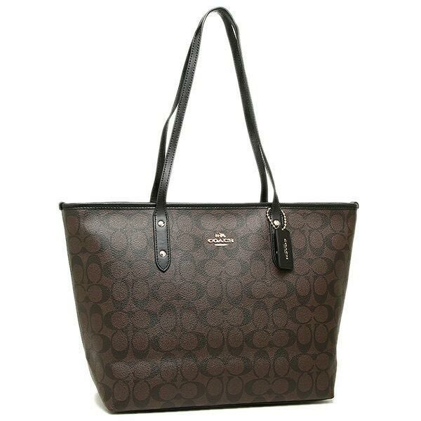 【新品未使用】 COACH シグネチャー ブラウン×ブラックトート F58292 訳あり】コーチ トートバッグ レディース F58292【ラッピング不可商品