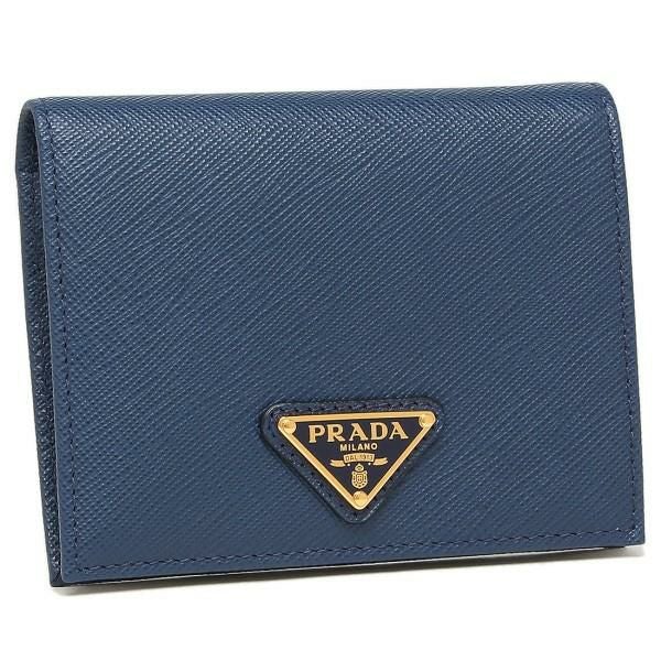 新品 プラダ PRADA 二つ折財布 ラッピング 1MV204 BLU/AS PRADA（プラダ） 財布 二つ折り レディース サフィアーノ タブ