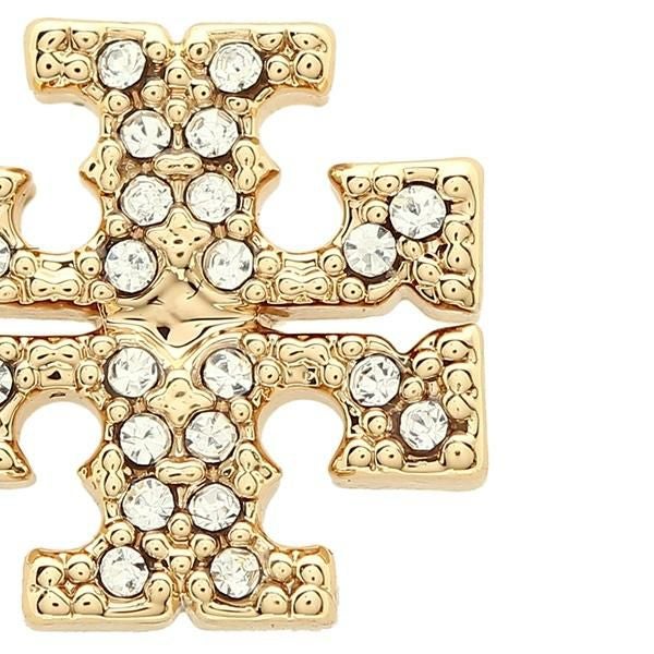 トリーバーチ ピアス アクセサリー TORY BURCH 53423 783 PAVE LOGO STUD EARRING ダブルTロゴ レディース TORY GOLD/CRYSTAL 詳細画像