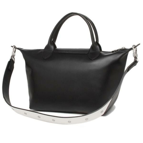 ロンシャン バッグ LONGCHAMP 1512 712 001 LE PLIAGE CUIR ESTAMPE プリアージュ キュイール TOP HANDLE S レディース ハンドバッグ 無地 BLACK 黒 詳細画像
