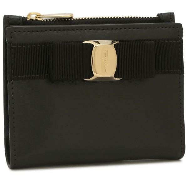 サルヴァトーレフェラガモ 財布 Salvatore Ferragamo 22E009 0734500 ヴァラ NEW VARA リボン レディース 二つ折り財布 無地 NERO 黒