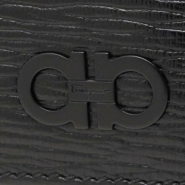 サルヴァトーレフェラガモ 財布 Salvatore Ferragamo 66A069 0733359 リバイバル ガンチーニ REVIVAL GANCIO BICOLOR バイカラー メンズ 長財布 無地 NERO/DARK RAIN 黒 詳細画像