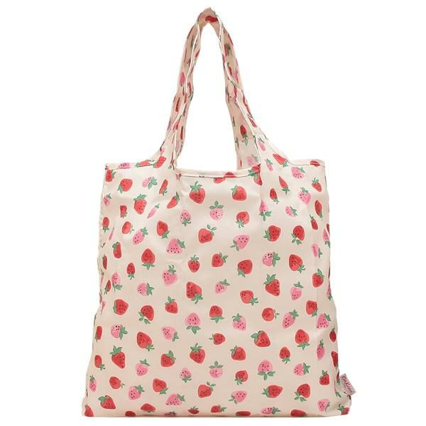 キャスキッドソン バッグ CATH KIDSTON 105351216607102 FOLDAWAY SHOPPER SWEET STRAWBERRY レディース トートバッグ 折りたたみ エコバッグ IVORY 白 A4対応 詳細画像