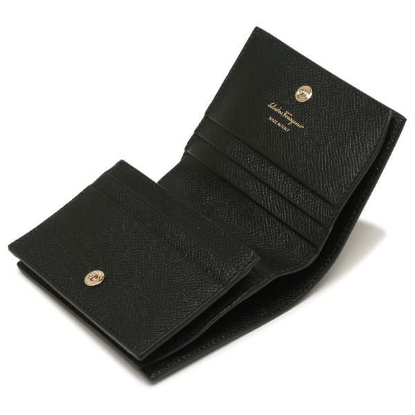 サルヴァトーレフェラガモ 財布 Salvatore Ferragamo 22D515 0725300 VARA RAINBOW ヴァラレインボー リボン ミニ財布 レディース 二つ折り財布 無地 NERO 黒 詳細画像