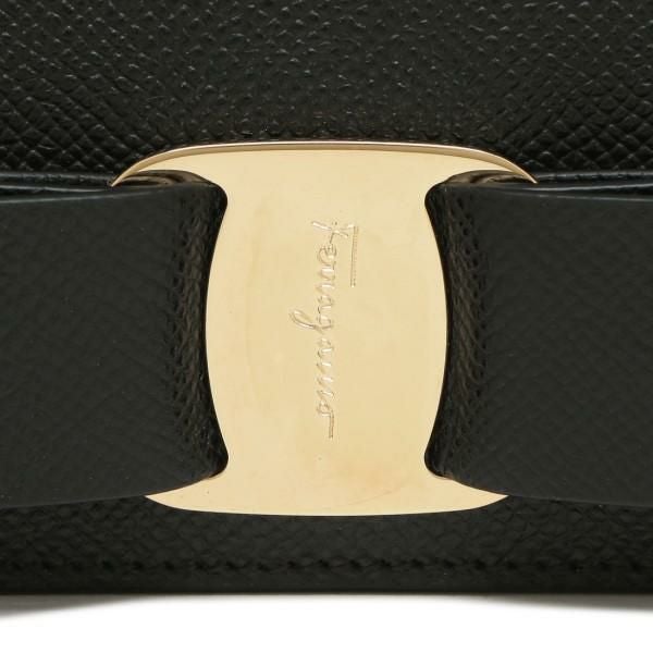 サルヴァトーレフェラガモ 財布 Salvatore Ferragamo 22D515 0725300 VARA RAINBOW ヴァラレインボー リボン ミニ財布 レディース 二つ折り財布 無地 NERO 黒 詳細画像
