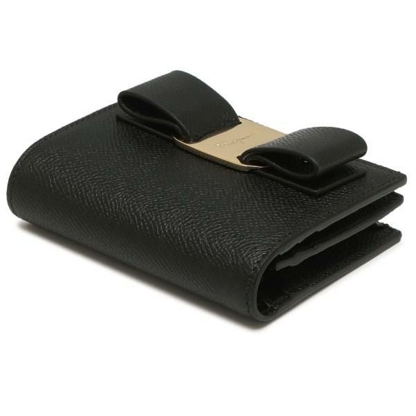 フェラガモ ヴァラリボン　財布　22D515 二つ折り財布　ブラック フェラガモ 財布 FERRAGAMO 22D515 0725300 VARA RAINBOW ヴァラ