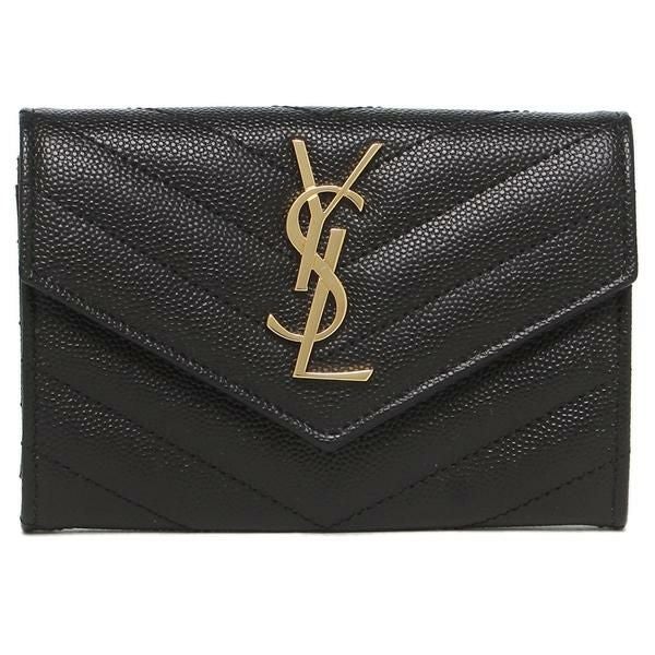 サンローランパリ カードケース SAINT LAURENT PARIS 414404BOW01 1000 MONOGRAMME モノグラム ENVELOPE CARD HOLDER WALLET 財布 名刺入れ 無地 BLACK 黒 詳細画像