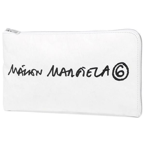エムエムシックス メゾンマルジェラ クラッチバッグ ハンドプリント ナンバーロゴ ホワイト レディース MM6 Maison Margiela S63WD0004 P4145 H8705 詳細画像