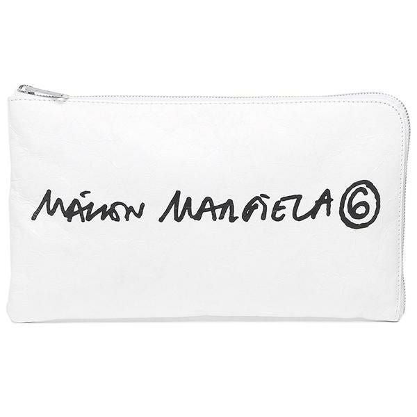 エムエムシックス メゾンマルジェラ クラッチバッグ ハンドプリント ナンバーロゴ ホワイト レディース MM6 Maison Margiela S63WD0004 P4145 H8705 詳細画像