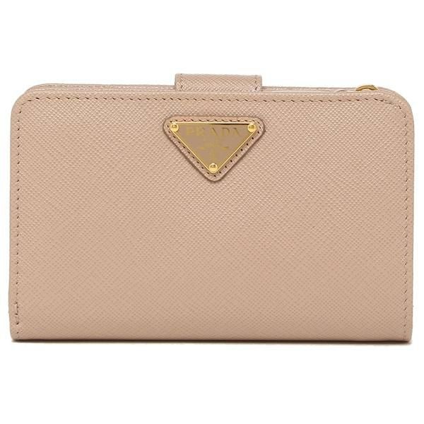 プラダ 二つ折り財布 サフィアーノ トライアングルロゴ ベージュ レディース PRADA 1ML225 QHH F0236 詳細画像