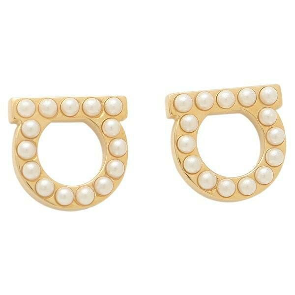 フェラガモ ピアス アクセサリー ガンチーニ クリスタルパール ミディアム ゴールド レディース Salvatore Ferragamo 760125 696581 詳細画像