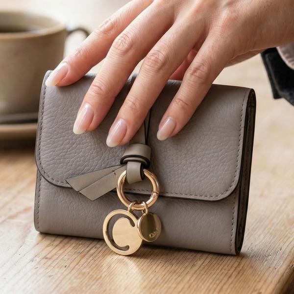 クロエ 三つ折り財布 アルファベット ミニ財布 グレー レディース CHLOE CHC21WP945F57 053