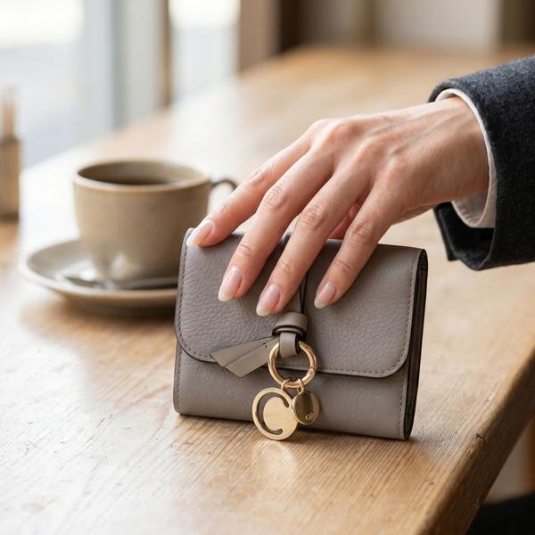 クロエ 三つ折り財布 アルファベット ミニ財布 グレー レディース CHLOE CHC21WP945F57 053 詳細画像
