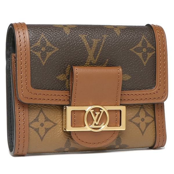 ルイヴィトン 三つ折り財布 ポルトフォイユドーフィーヌコンパクト ブラウン レディース LOUIS VUITTON M68725