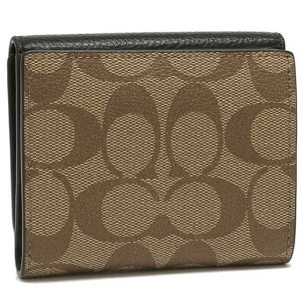 コーチ アウトレット 二つ折り財布 シグネチャー ベージュ ブラック レディース COACH C7805 IMLOV 詳細画像