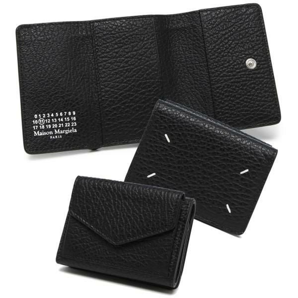 メゾンマルジェラ 三つ折り財布 ミニ財布 ブラック レディース メンズ