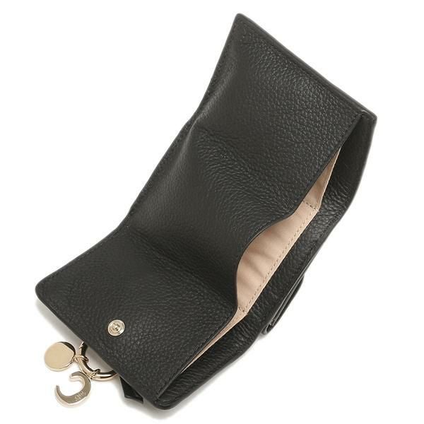 【美品】Chloé アルファベット ミニ財布 ブラック 箱付　0128-③ Chloe（クロエ） Chloe 3つ折り財布 小銭入れ付き ALPHABET