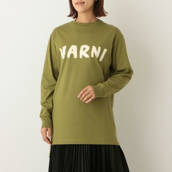 マルニ Tシャツ 長袖Tシャツ トップス グリーン レディース MARNI