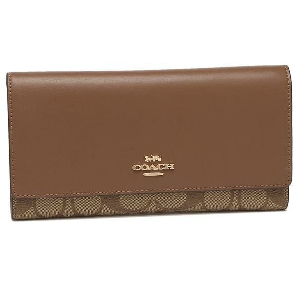 コーチ アウトレット 長財布 シグネチャー ベージュ ブラウン レディース COACH C5966 IME74