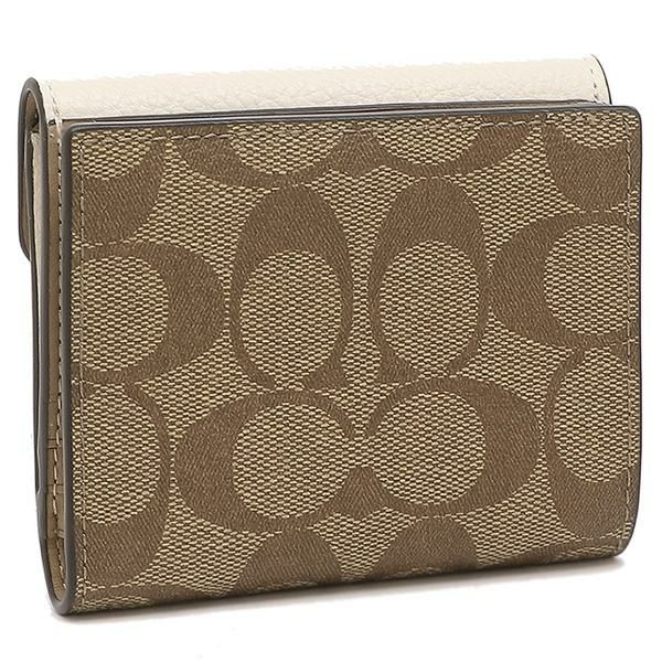 コーチ アウトレット 二つ折り財布 シグネチャー ミニ財布 ベージュ ホワイト レディース COACH C7805 IMDJ8 詳細画像