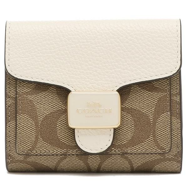 コーチ アウトレット 二つ折り財布 シグネチャー ミニ財布 ベージュ ホワイト レディース COACH C7805 IMDJ8 詳細画像