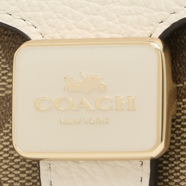 コーチ アウトレット 二つ折り財布 シグネチャー ミニ財布 ベージュ ホワイト レディース COACH C7805 IMDJ8 詳細画像