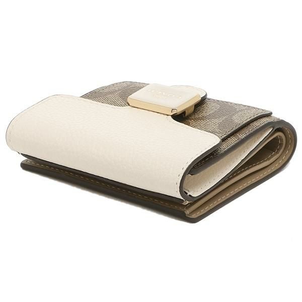 コーチ アウトレット 二つ折り財布 シグネチャー ミニ財布 ベージュ ホワイト レディース COACH C7805 IMDJ8 詳細画像