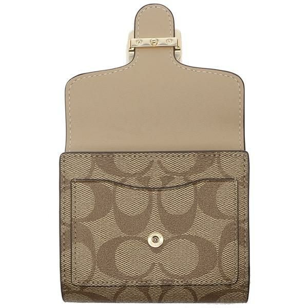 コーチ アウトレット 二つ折り財布 シグネチャー ミニ財布 ベージュ ホワイト レディース COACH C7805 IMDJ8 詳細画像