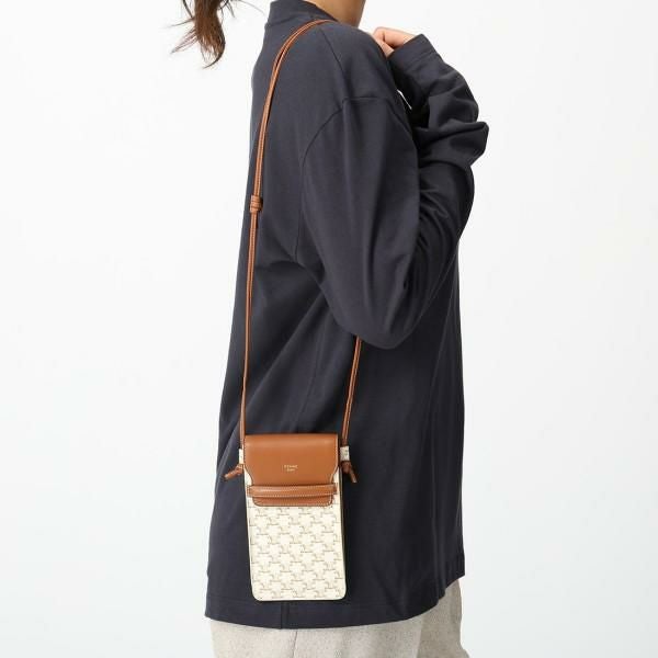 セリーヌ ショルダーバッグ トリオンフ フォンポーチ ホワイト レディース CELINE 10G332CQD 01TA