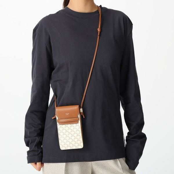 セリーヌ ショルダーバッグ トリオンフ フォンポーチ ホワイト レディース CELINE 10G332CQD 01TA 詳細画像