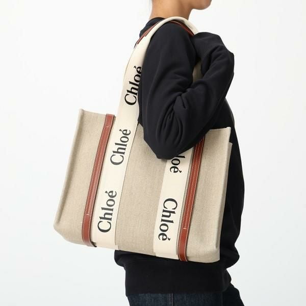 クロエ トートバッグ ウッディ ベージュ ブラウン レディース CHLOE CHC22AS383I26 90U A4対応 詳細画像