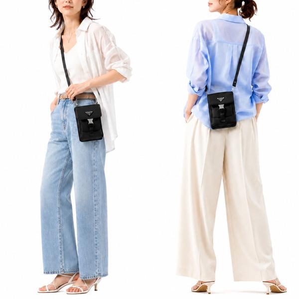 プラダ ショルダーバッグ スマートフォンバッグ リナイロン サフィアーノ トライアングルロゴ ブラック メンズ PRADA 2ZH109 2DMH F0002 詳細画像