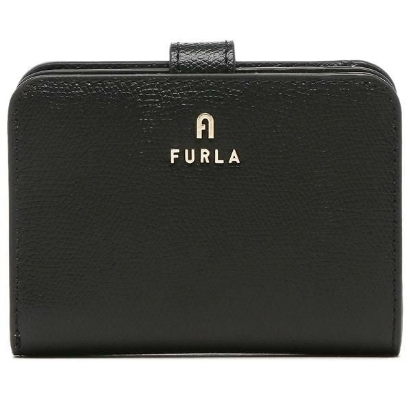 m！！新品・未使用　FURLA 二つ折り財布 黒 レザー フルラ 二つ折り財布 カメリア Sサイズ ブラック レディース FURLA