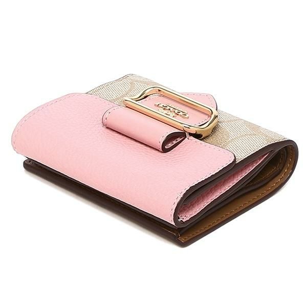 Coach 二つ折り財布 ピンク/ベージュ COACH コーチ シグネチャー 二つ折り財布 ピンク ベージュ｜Yahoo