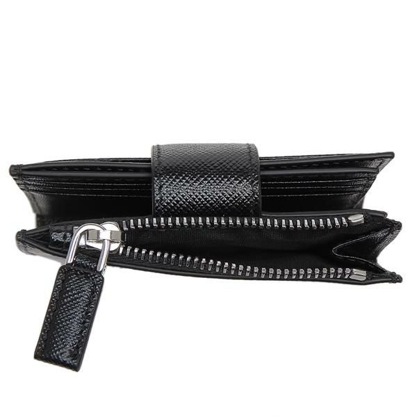 プラダ 二つ折り財布 サフィアーノ トライアングルロゴ ブラック