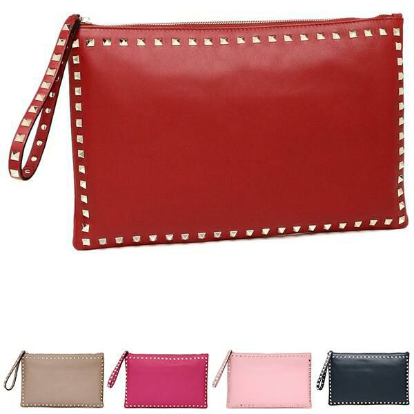 ヴァレンティノ ポーチ クラッチバッグ スタッズ リストレット