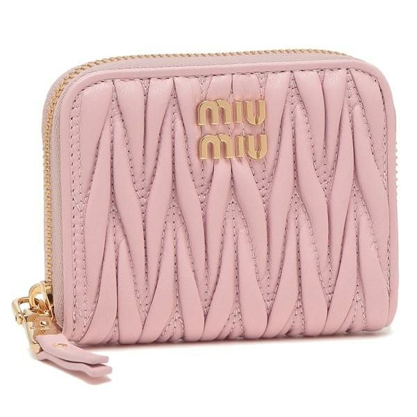 miu miu シルバー 二つ折り財布　5ML522 マテラッセ miu miu（ミュウミュウ） 二つ折り財布 レディース グレー 5ML522 2FPP