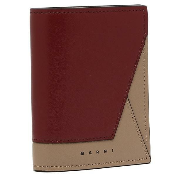 m*❁様 マルニ　財布 ブラック レザー製三つ折りウォレット、マルニシンボル刺繍入り | Marni