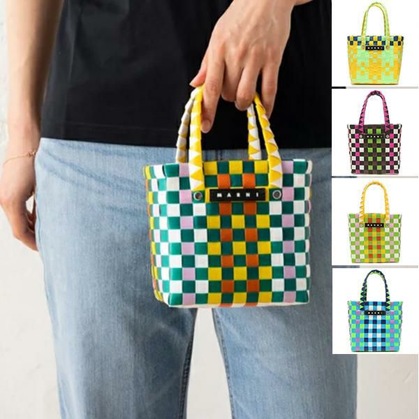マルニカゴバッグ マルニ トートバッグ かごバッグ カゴ レディース オレンジ MARNI