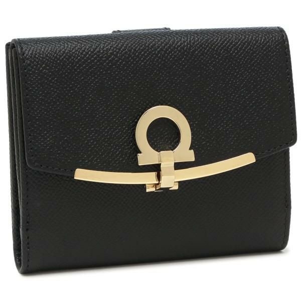 サルヴァトーレフェラガモ 二つ折り財布 ガンチーノクリップ ブラック レディース Salvatore Ferragamo 22C877 0673998
