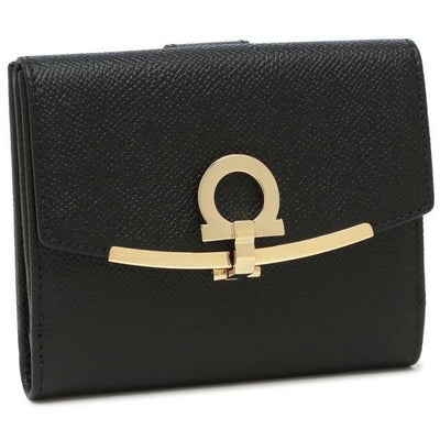 サルヴァトーレフェラガモ 二つ折り財布 ガンチーノクリップ ブラック レディース Salvatore Ferragamo 22C877 0673998