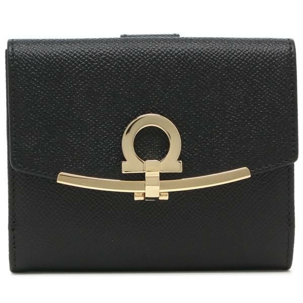 サルヴァトーレフェラガモ 二つ折り財布 ガンチーノクリップ ブラック レディース Salvatore Ferragamo 22C877 0673998 詳細画像