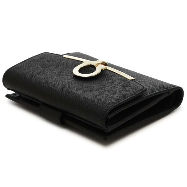 サルヴァトーレフェラガモ 二つ折り財布 ガンチーノクリップ ブラック レディース Salvatore Ferragamo 22C877 0673998 詳細画像