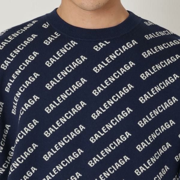 バレンシアガ ニット セーター ネイビー ホワイト メンズ BALENCIAGA