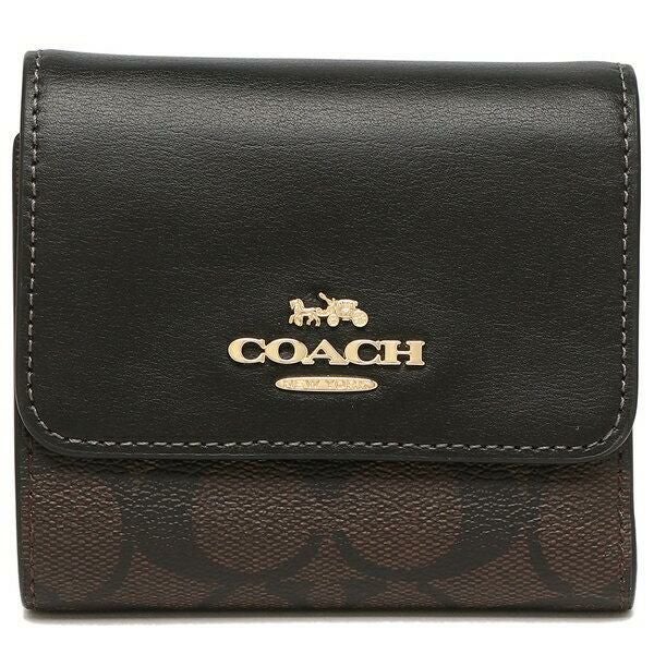 美品 COACH コーチ ブラック 黒 ゴールド金具 レザー F11484 折り財布 コンパクトウォレット レディース 600293 【中古】 COACH（コーチ） 美品 ブラック 黒 ゴールド金具 レザー F11484 折り