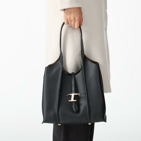 トッズ トートバッグ Tタイムレス スモール ロゴ ブラック レディース