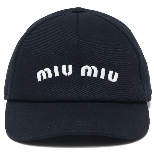 MIU MIU ミュウミュウ ドリルベースボールキャップ ネイビー キャップ ミュウミュウ 帽子 ドリル ベースボールキャップ ネイビー レディース