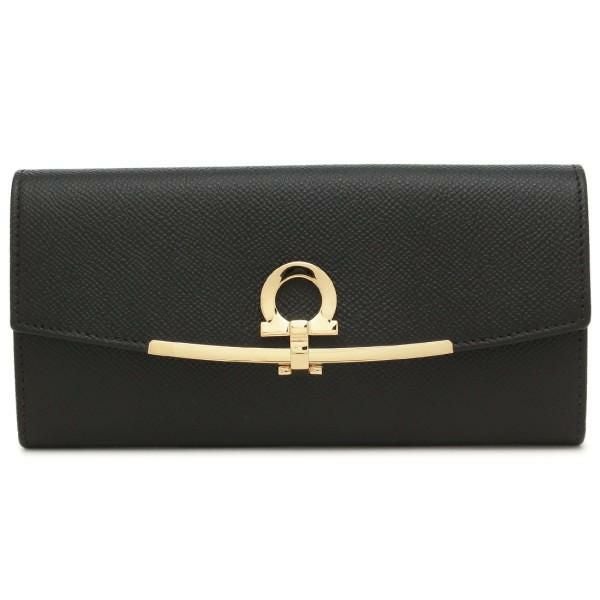 フェラガモ 長財布 ガンチーノクリップ ブラック レディース FERRAGAMO