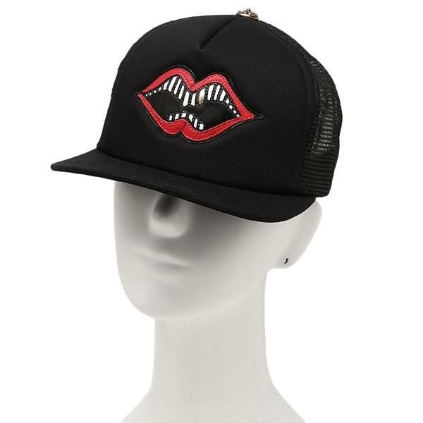 クロムハーツ帽子 クロムハーツ 帽子 ブラック レッド メンズ CHROME HEARTS 106010 BKR